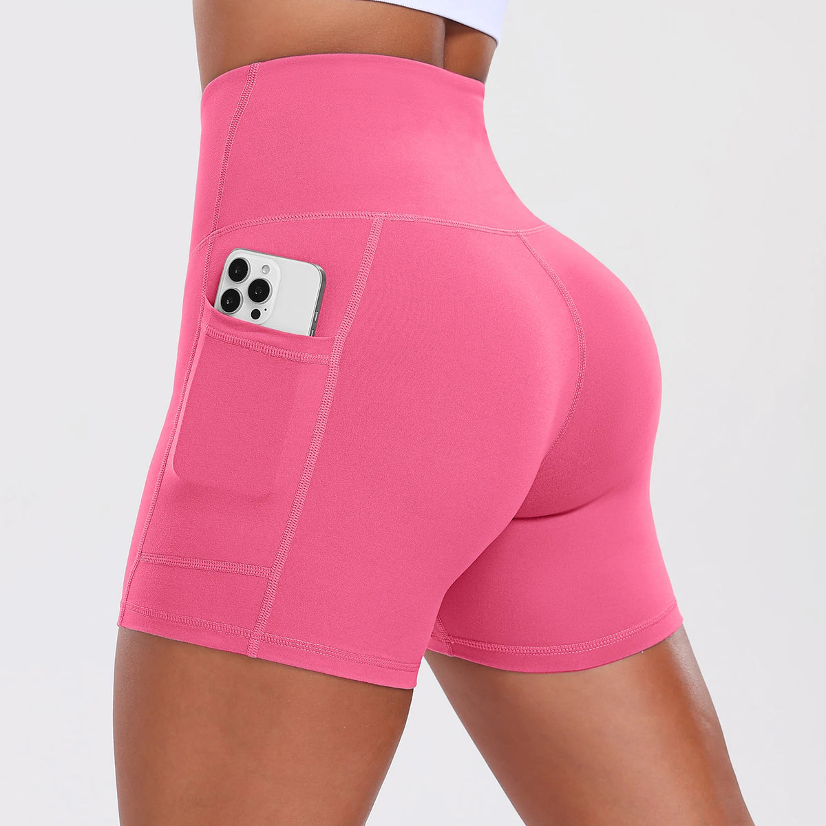 Yoga Shorts with Pockets for Women Tummy Control Workout Running Shorts Stretchy Workout Tight for Gym Casual Sportswear