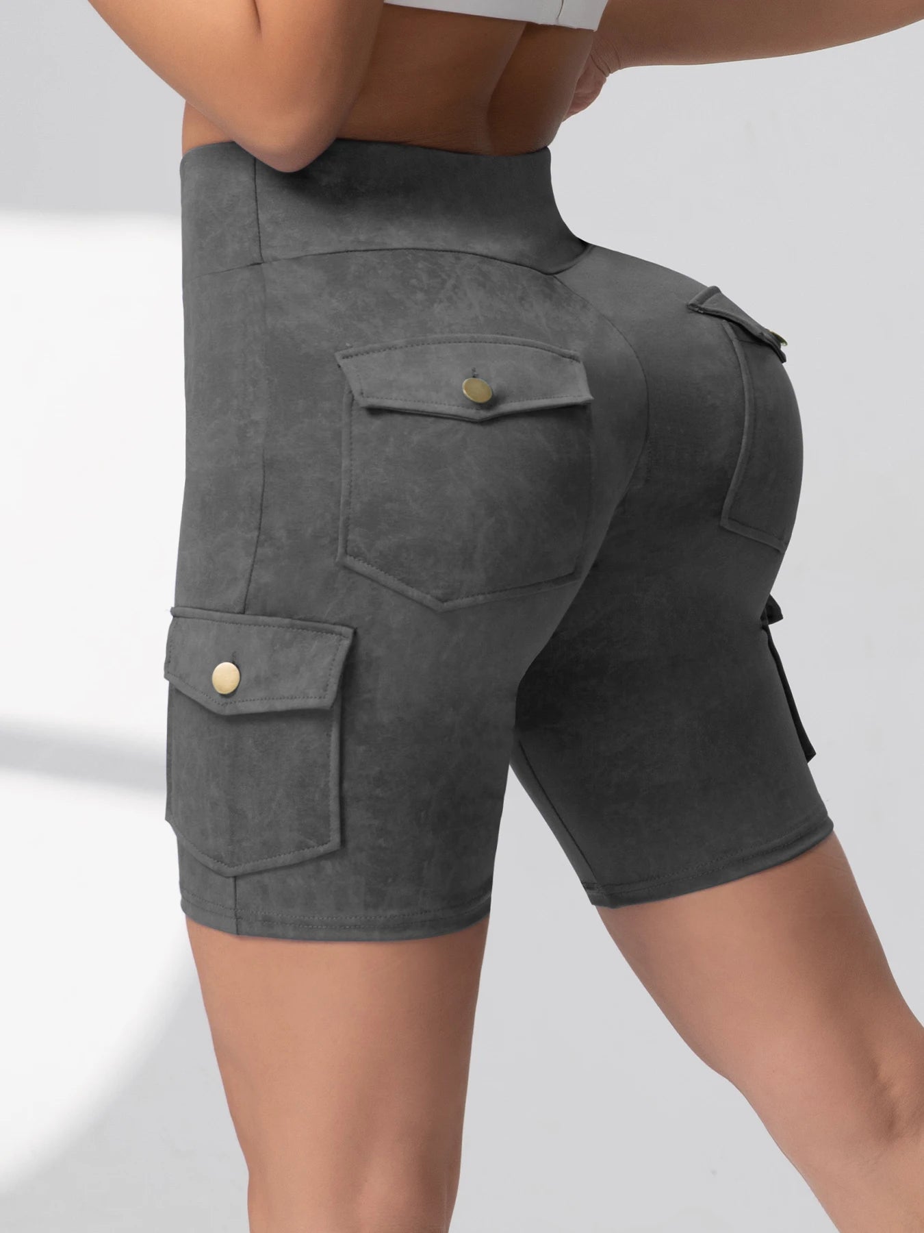Camouflage Printed Women Shorts with Pockets Butt Lifting Tummy Tight Elastic Slim Outdoor Running Workout Shorts Streetwear