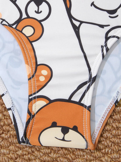 Printed Girls Swimsuit One Piece Kids Strappy Swimwear Children Swimming Bathing Swim Suit Beachwear