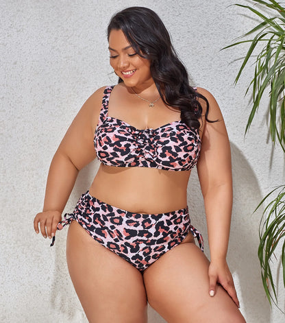 High Waist Leopard Bikini Set Plus Size Swimwear for Women Swimsuit Beachwear Bathing Suit Thong