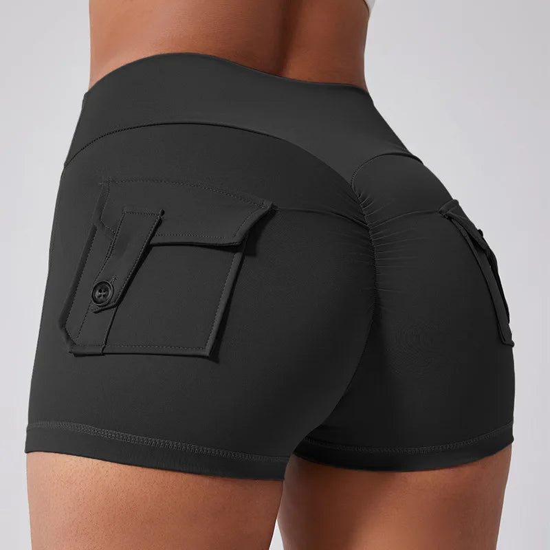 Fitness Shorts with Pocket Sports Yoga Booty Shorts Women's Push Up Cycling Sporty Shorts Gym Woman Workout Clothes Sportswear