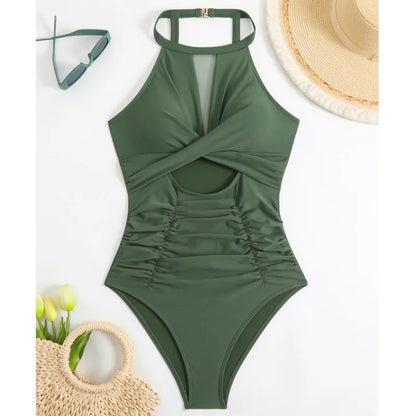 Net One Piece Swimsuits Closed Women's Swimwear Push Up For Swimming Wear Body Bathing Suits Beachwear Pool Bather