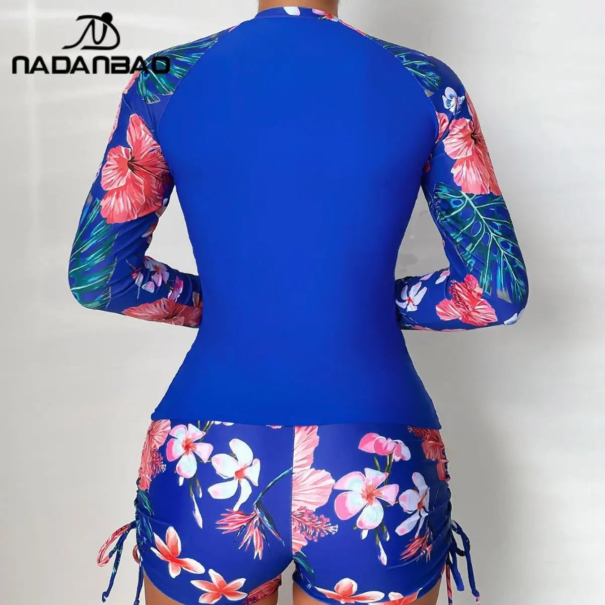Long Sleeve Sun Protection Surf Suit Women Floral Print Beach Party Swimwear Female Swimming Trunks Bathing Suit