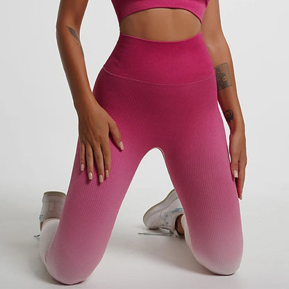 Ribbed High Waisted Yoga Leggings Women's Scrunch Buttock Widen Waistband Pants Gym Running Althetic Pilates Pants