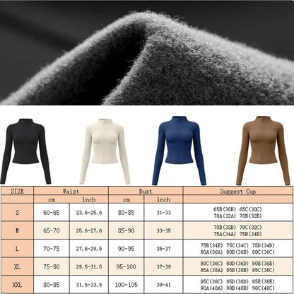 Aiithuug Winter Warm Fleece Slim Fit Jackets Running Jackets Long Sleeve Yoga Slim Fit Jacket Warm Fitness Jogging Jacket