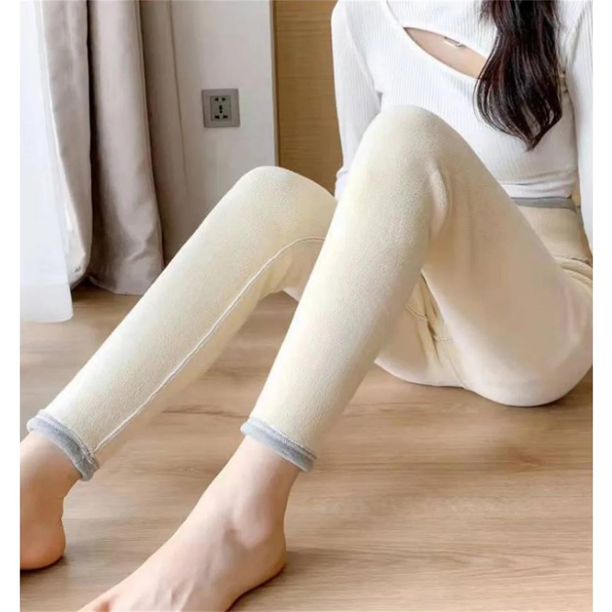 Winter Women Leggings Solid Warm Leggings Thicken Lamb wool Hight Waist Fleece Keep Butt Lift High Stretchy Walking Pants Pocket