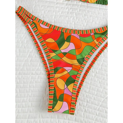 XS - L Printed High Leg Cut Padded Bikini Female Swimsuit Women Swimwear Two-pieces Bikini set Bather Bathing Suit Swim