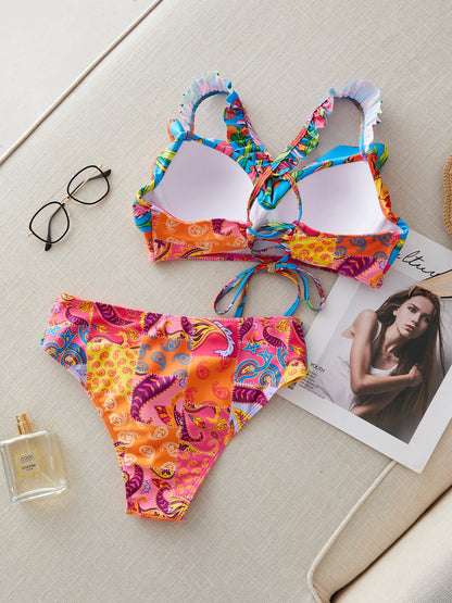 Brazilian Bikini Set Women Print Biquini Female Cut Bikinis Swimwear Push Up Swimsuit Bath Suit