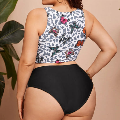 0XL - 4XL Printed Bikini Plus Size Large Size Swimwear Women Swimsuit Female Two-pieces Bikini set Bather Bathing Suit