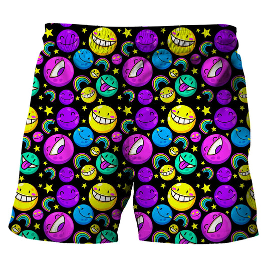 Children's Cartoon Beach Short Pants Summer Boys' Swimming Trunks Casual Funny Emojis Graphic Shorts Kids' Daily Loose Wear