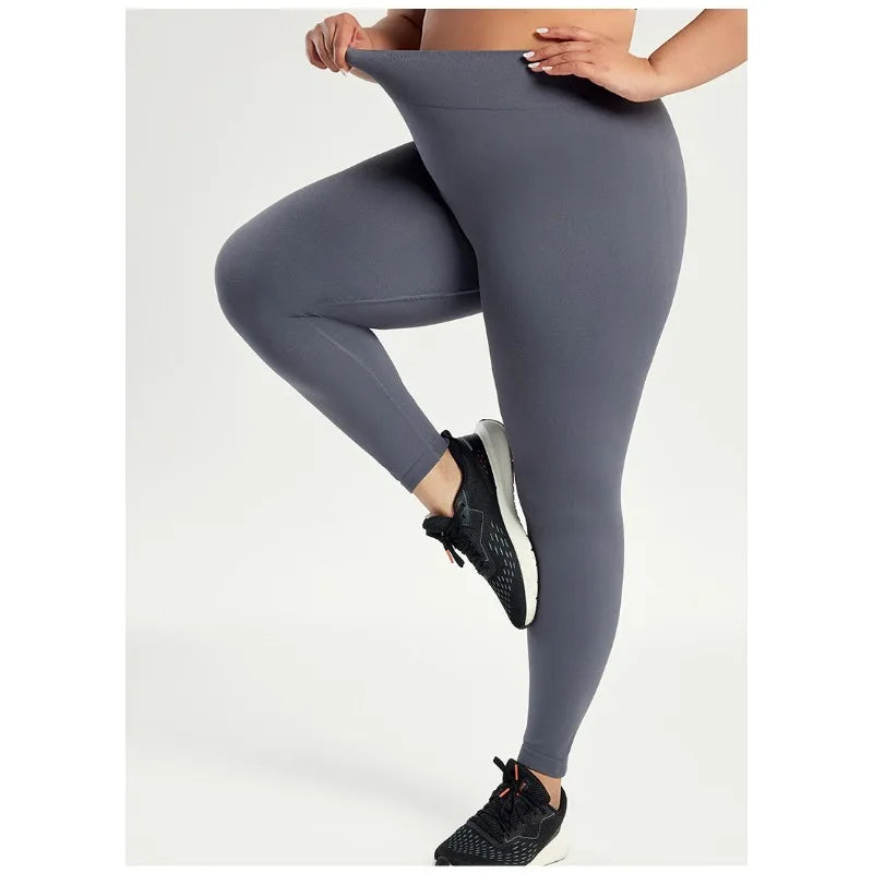 Yoga Pants for Women, Plus Size Running Leggings, High Waist Seamless Long Pants for Obese Fitness