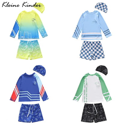 Boys Swimwear Long Sleeve Rash Guard Swimming Trunks for a Boy Toddler Printing Swimsuit Kids Anti UV Summer Beach Bath Clothes
