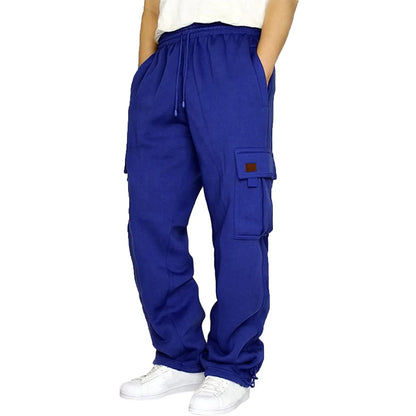 Men's Fleece Lined Casual Sports Long Pants Cuffed Waist Baggy Sweatpants Workwear