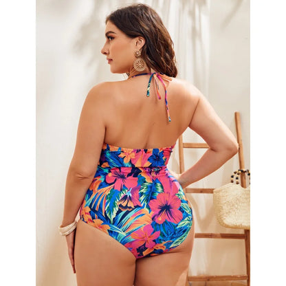 Women's One-Piece Color Printing Swimsuit Plus Size Fashion Swimsuit