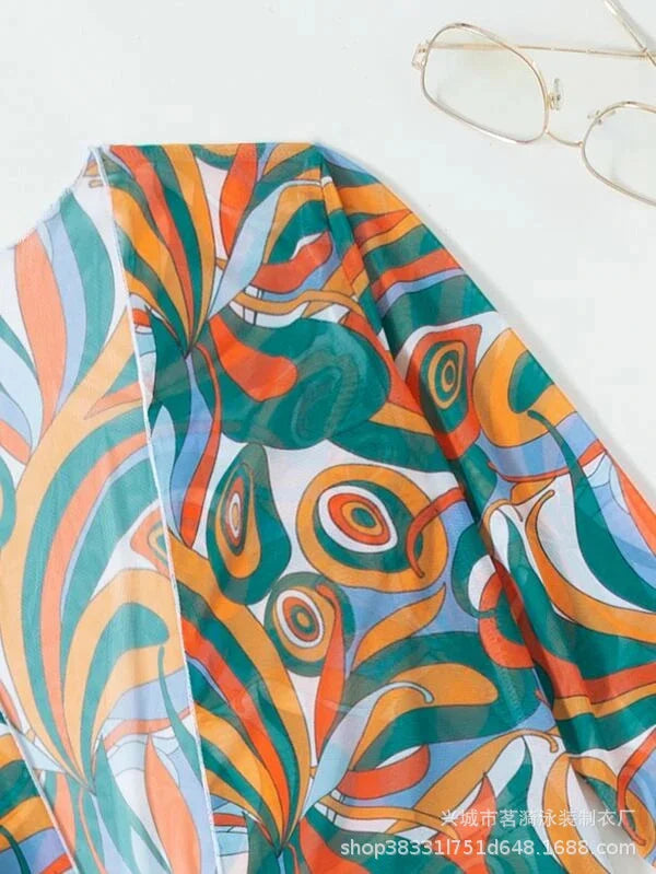 Summer Print Bikinis Swimwear Female Swimsuit Beachwear Push Up Three-Piece Bikini Set Women Swimming Bathing Suit