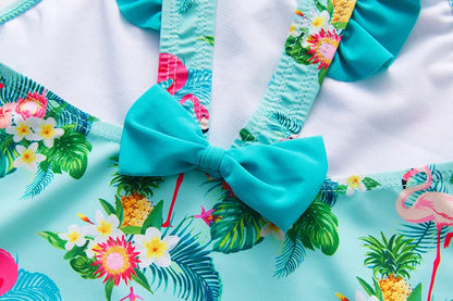 Kids Swimwear for Girls Flamingo Print One-pieces Swimming Suit Summer Beach Swimsuit Children Infant Bathing Suit Bikini