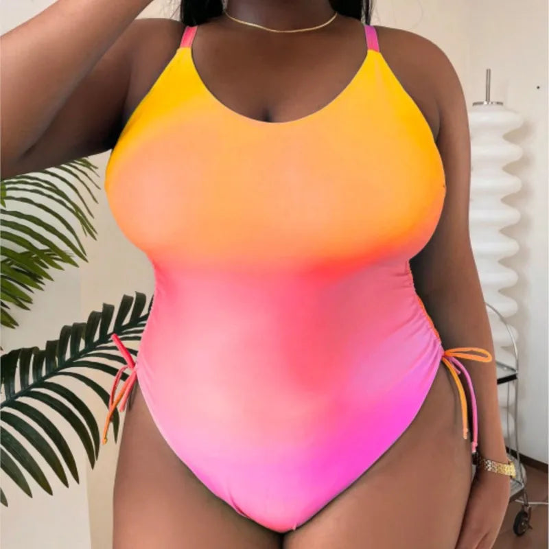 One Piece Plus Size Women Push Up Large Size Swimsuit Summer Big Size Tummy Control Swimwear Bathers