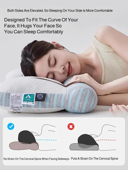 Adult Neck Pillow Feather Velvet Pillow Core Whole Head Traction Partition High Elastic Pillow Core Homestay Hotel Special Pillow