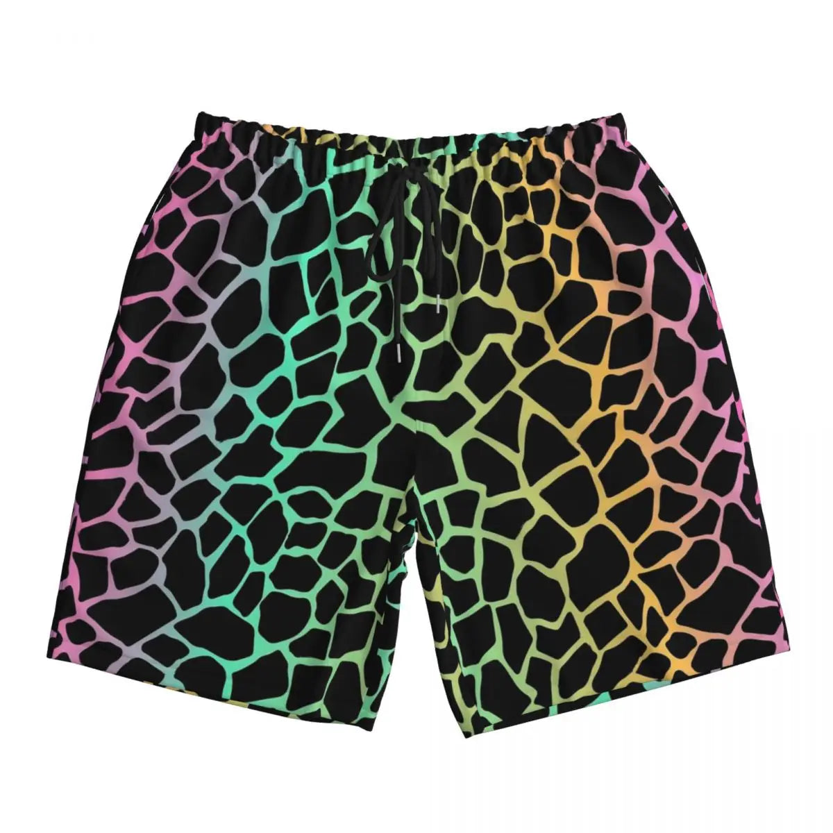 Rainbow Giraffe Board Shorts Summer Animal Print Board Short Pants Men Printed Running Surf Breathable Swim Trunks