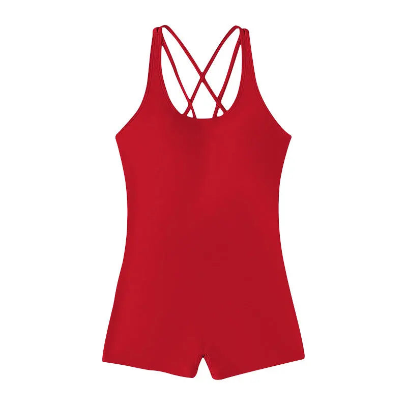 Women's One-Piece Swimsuit - Solid Color Athletic Surfing Swimwear
