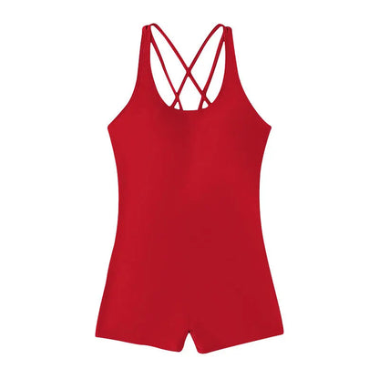 Women's One-Piece Swimsuit - Solid Color Athletic Surfing Swimwear