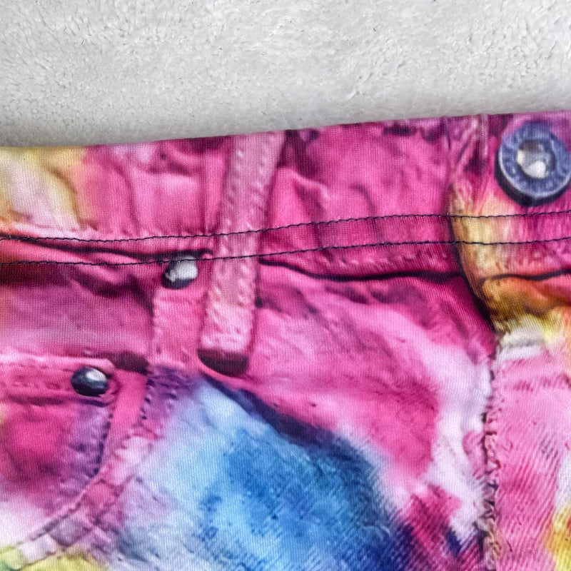 Women Faux Denim Pattern Print Shorts Women Summer Gradient Color  Bottoms Shorts For Woman
