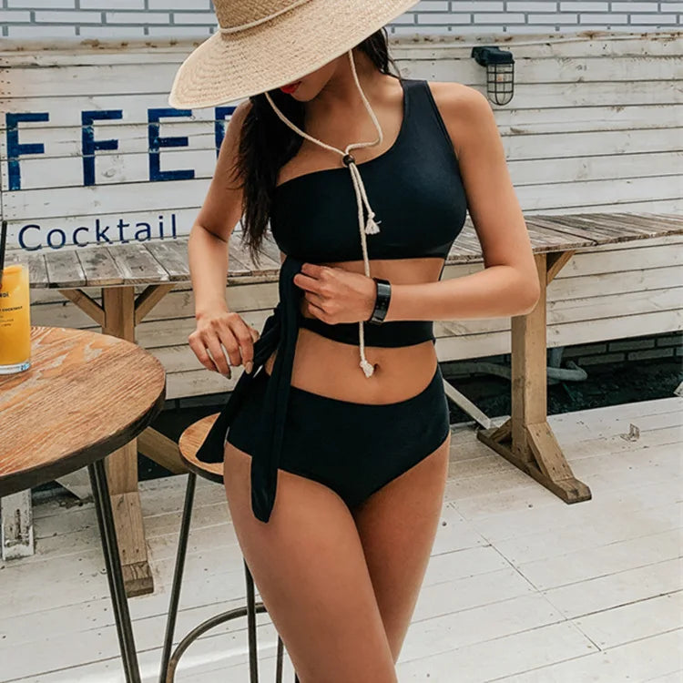 One Piece Swimsuit One Shoulder Bandage Swimsuits Printed Swimwear Women Backless Bathing Suit Beachwear Monokini Swim