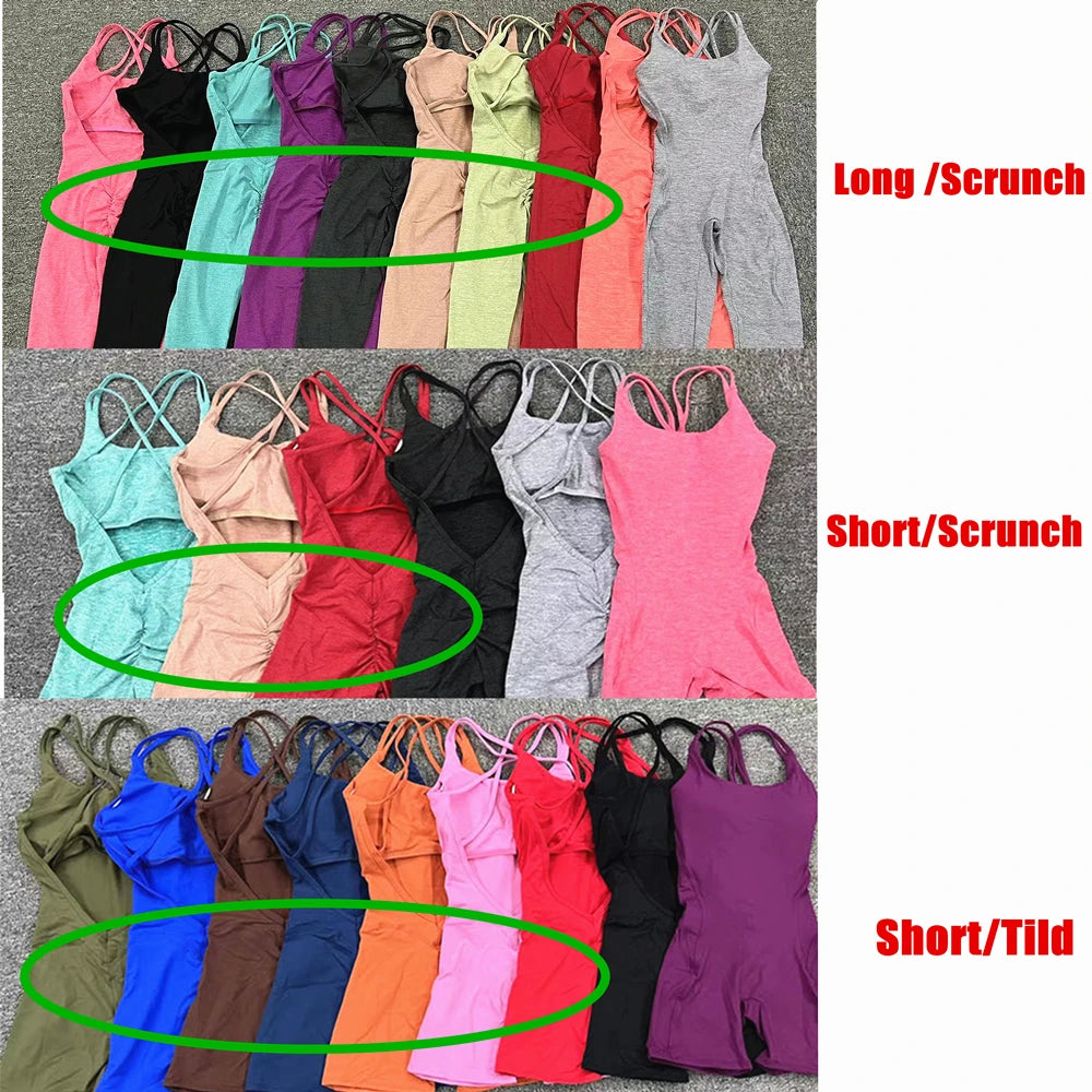 Pad Cross Back Women Lycra Fitness Gym One Piece Jumpsuit Leggings Workout Pant Female Shorts Active Wear Sport Outfit Suit