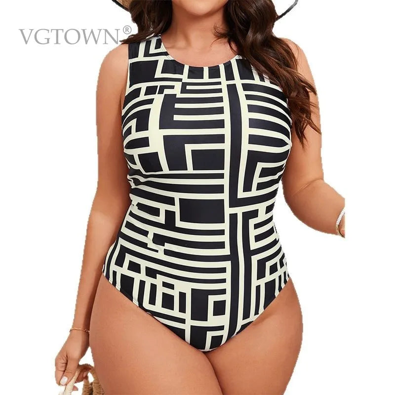 Plus Size 8XL One Piece Ruched Swimsuit Women Vintage Print Swimwear Padded Bathing Bodysuit Bathers Swimming Beachwear