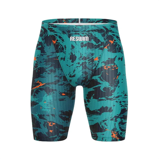 Summer Men's Pro Swim Jammer Athletic Practice Knee-Length Swimsuit Short Lycra Swimming Trunks Beach Tights Shorts Surf Pants