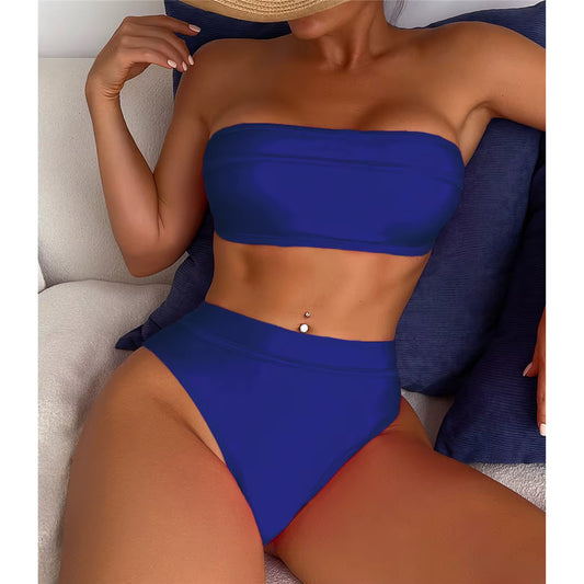 Women's High-Waisted High-Cut Bikini Set