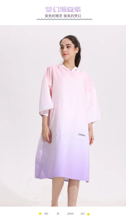 Poncho Towel Change Robe Poncho Quick-drying Hooded Bath Towel Swimming Robe Beach Swimming Surfing Towel Adult