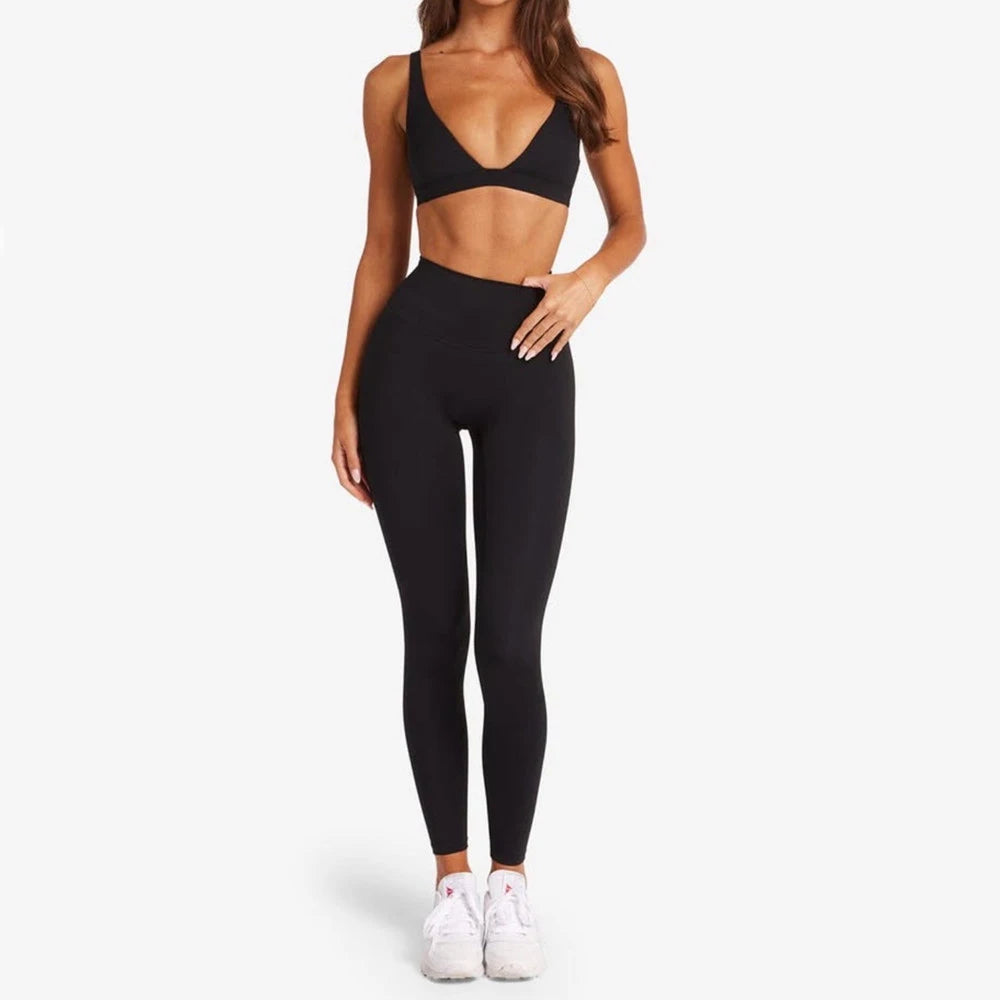 1/2PCS Contour Crop Sport Bra Women Yoga Sets Workout Gym Scrunch High Waist Fitness Push Up Shorts Running Avtive Suits XP187