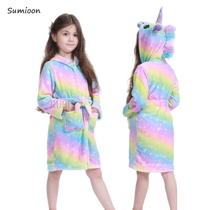 Children Bath Robe Baby Towel Children's Unicorn Hooded Bathrobes for Boys Girls