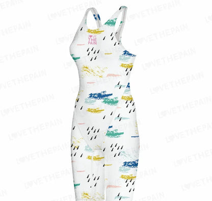 Women Open Back Kneeskin Tech Suit Swimsuit Competition Training Neck to Knee Swimsuit One-piece Jumpsuit Professional Swimsuit