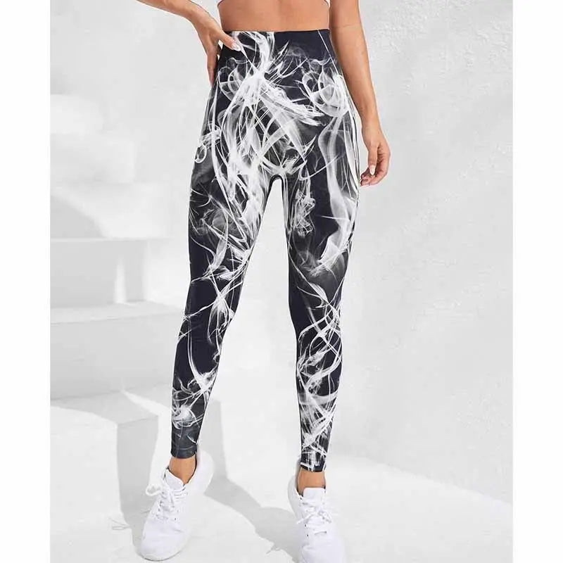 3D Print Tie Dye Sports Pants Women Seamless  Leggings High Waist Fitness Push Up Leggings Gym Clothing Workout Tights