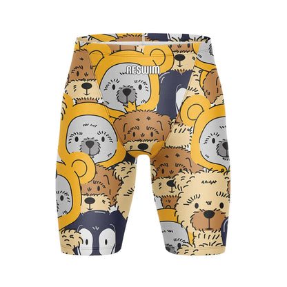 Men's Swim Jammer Athletic Practice Knee-Length Swimsuit Shorts Beach Tights Shorts Swim Pool Pants Swimming Trunks Swimwear