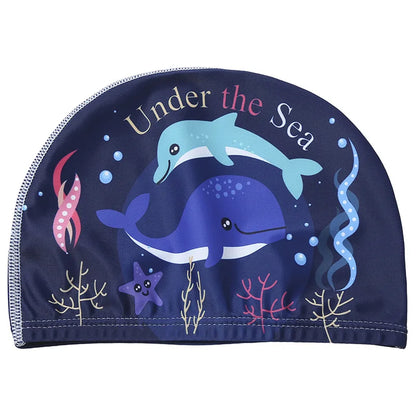 Children Cartoon Swimming Cap Kids Elastic Fabric Swimming Pool Water Sport Protect Ears Hat Swim Bathing Hats Caps Boys Girls