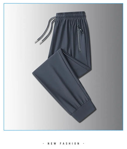 Running Pants Jogging Casual Summer Thin Elastic Sweatpants Quick Dry Ice Silk Straight Pants Sports Gym Breathable Men Trousers
