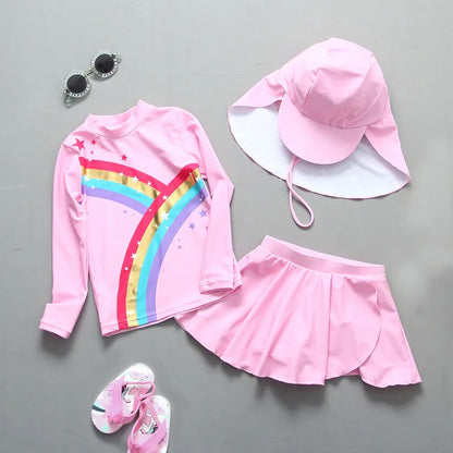 UPF50 Girls Swimwear Long Sleeves Floral Baby Swimsuit UV Protection Children's Swimming Suit Beach Summer Toddler Bathing Suit