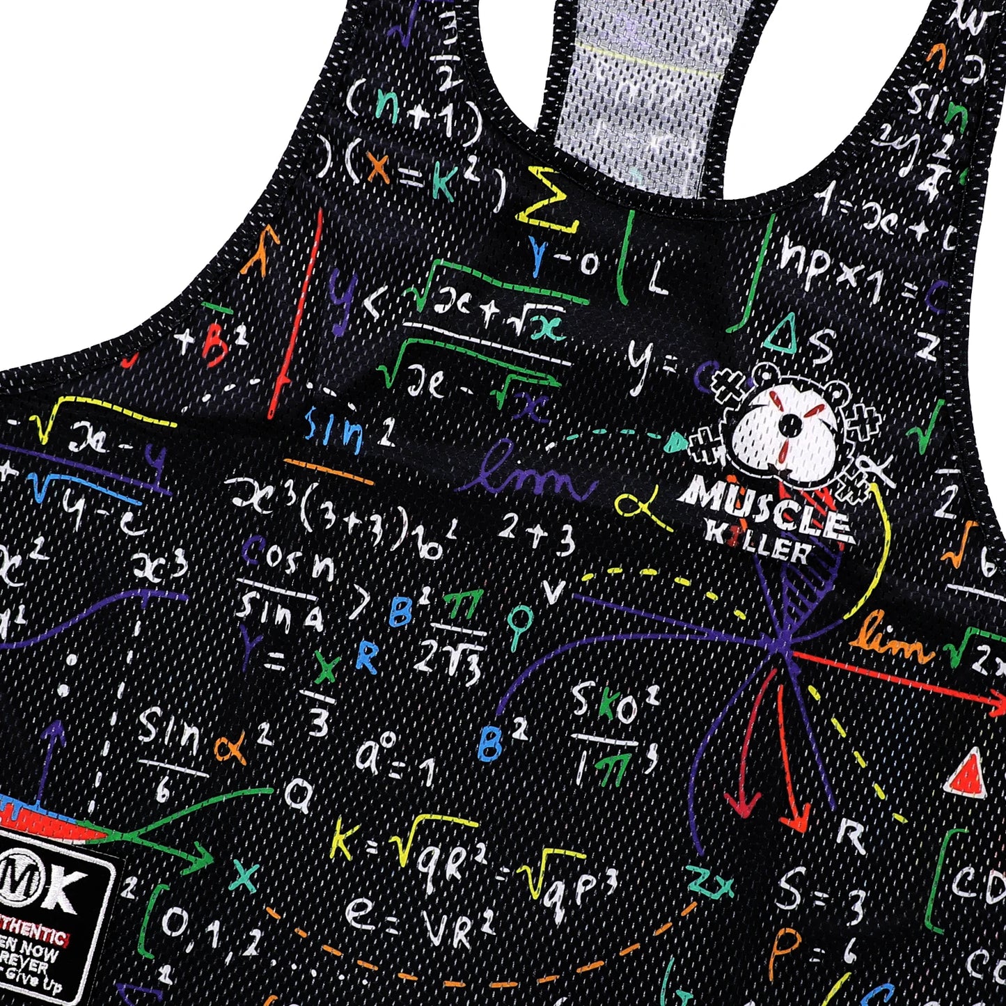 MK Muscle Strength Line Letter Training Sports Running Gym Muscle Strength Leisure Running Half Sleeves Racerback