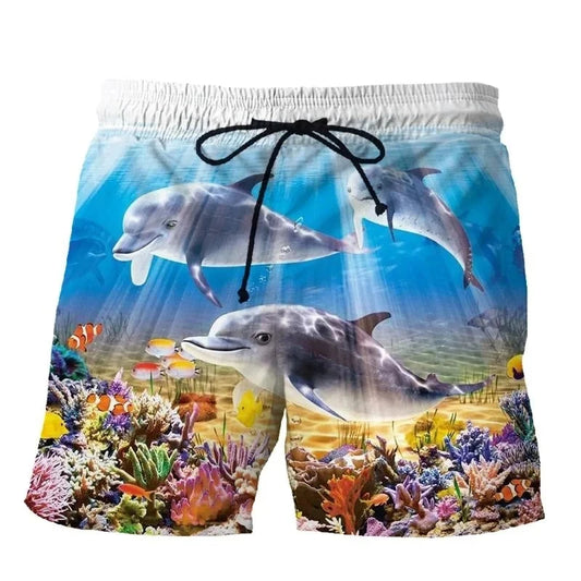 Animal Dolphin 3D Print Beach Shorts Streetwear Men's Casual Board Shorts Swimming Trunks Male Short Pants Man Swimsuit Clothing