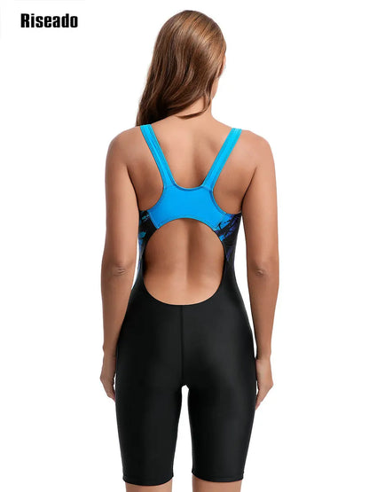Women's Boyleg One Piece Swimsuit Athletic Racerback Bathing Suit with Boy shorts Full Coverage Swimwear