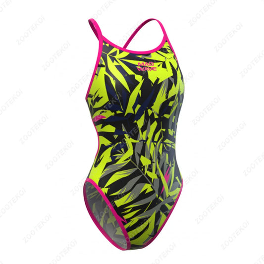 Thin Strap One Piece Triangle Swimsuit Summer Sport Function Training Competition Swimming Bathing Suit