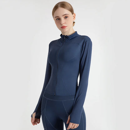 Women's Jacket Yoga Sport Gym Coat Athletic Fitness Tight Fit Long Sleeved With Thumb Holes Jacket Women's Clothing