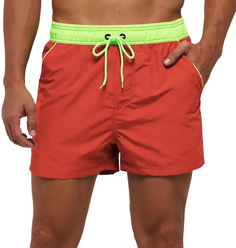 Men Summer Swim Shorts Swimwear Trunks Swimsuits Quickly Dry Surf Beach Board Elastic Waist Swim Pants Surfing Shorts with Mesh