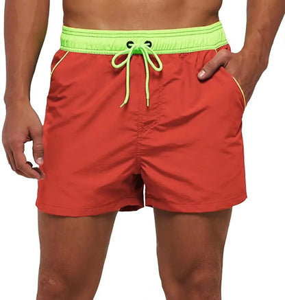 Men Summer Swim Shorts Swimwear Trunks Swimsuits Quickly Dry Surf Beach Board Elastic Waist Swim Pants Surfing Shorts with Mesh