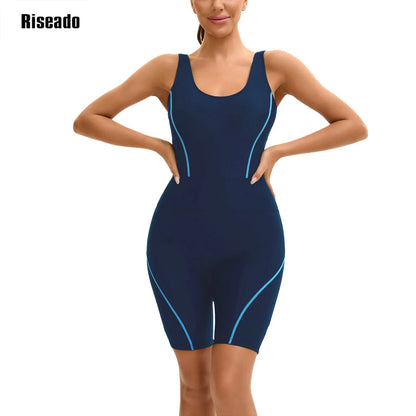 Women's Boyleg Sport One Piece Swimsuit Sleeveless Athletic Swimwear Training Bathing Suit