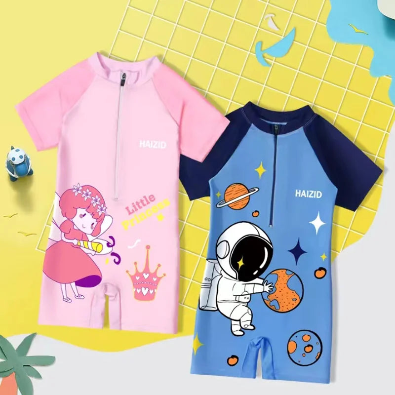 Kids Swimsuit Cute Cartoon Boy Girl One-piece Swimsuit Small, Medium and Big Kids Swimsuit Baby One-piece Swimsuit