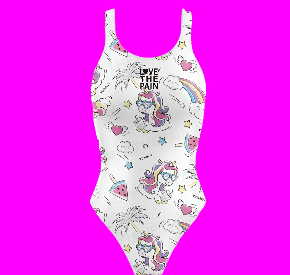 Love The Pain Unicorn One Piece Swimsuit Women Swimwear Bathing Suit Swim Suit Beach Wear Bodysuit